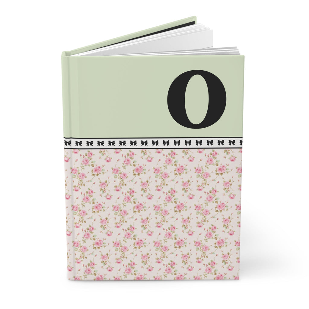 Pink Floral Notebook with Initial and Bows: O