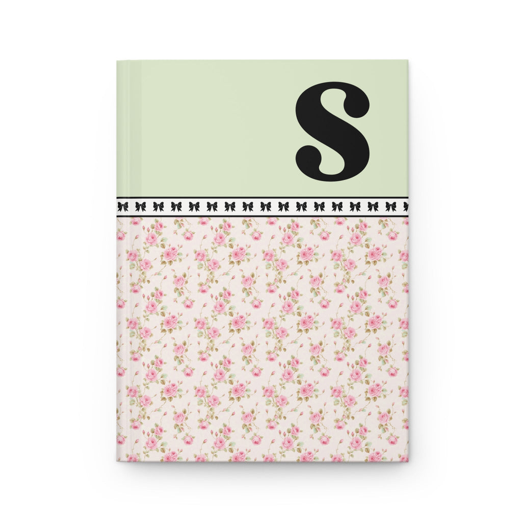 Pink Floral Notebook with Initial and Bows: S
