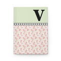 Pink Floral Notebook with Initial and Bows: V