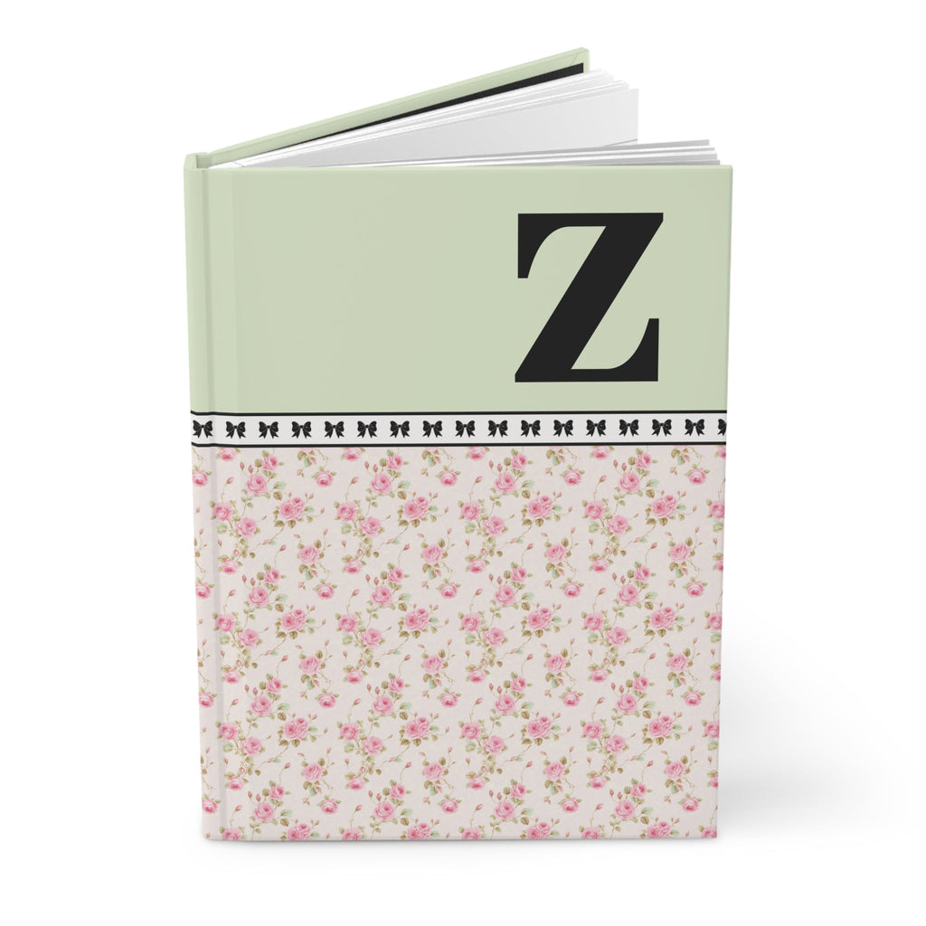 Pink Floral Notebook with Initial and Bows: Z