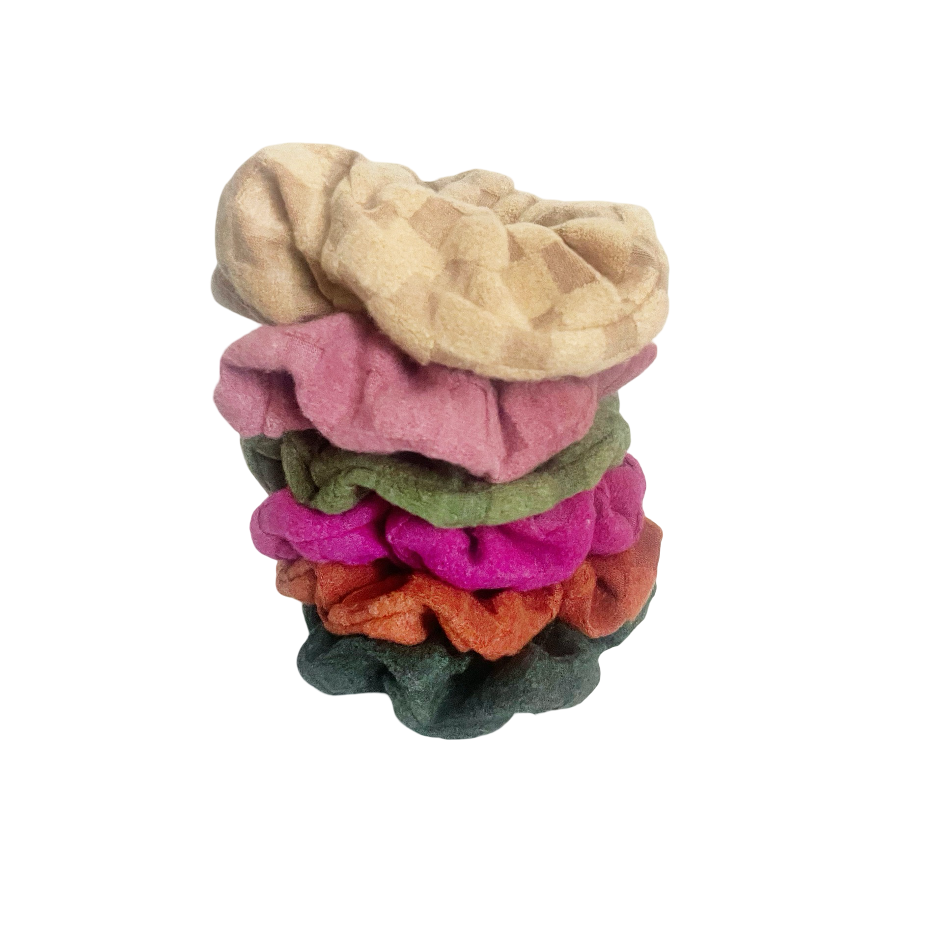 Checkered Textured Knit Scrunchie