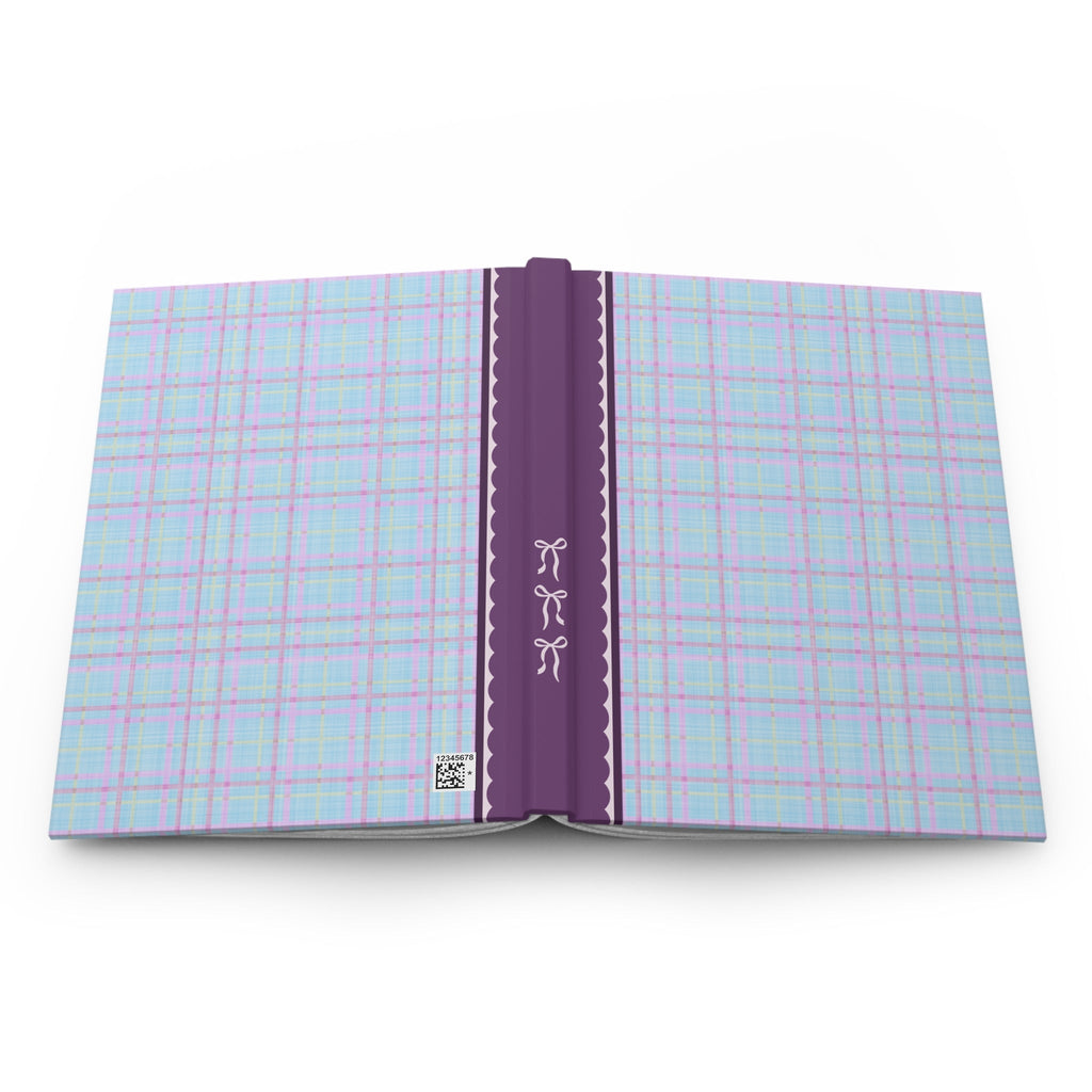 Plaid Notebook with Bows: Blue