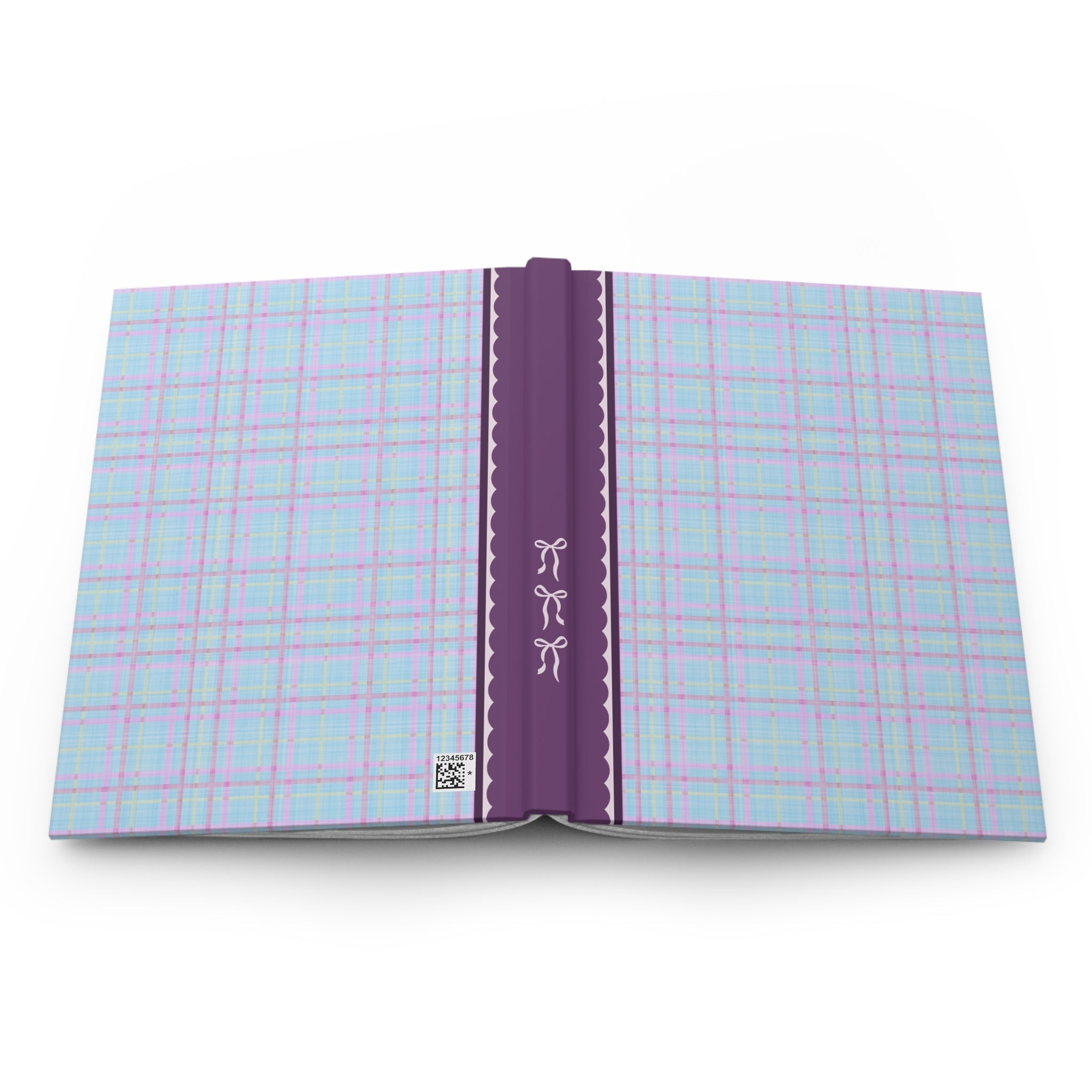 Plaid Notebook with Bows: Blue