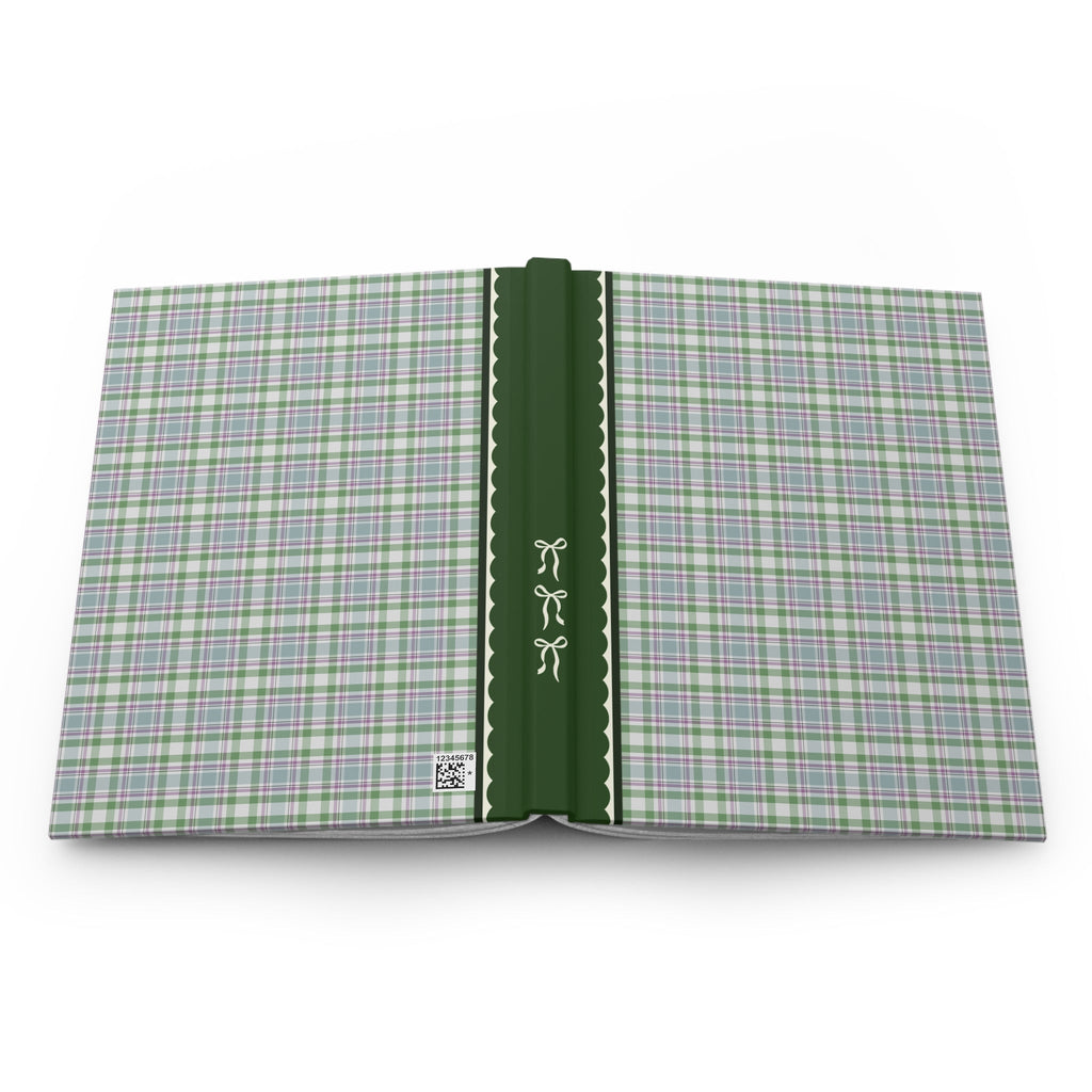 Plaid Notebook with Bows: Green