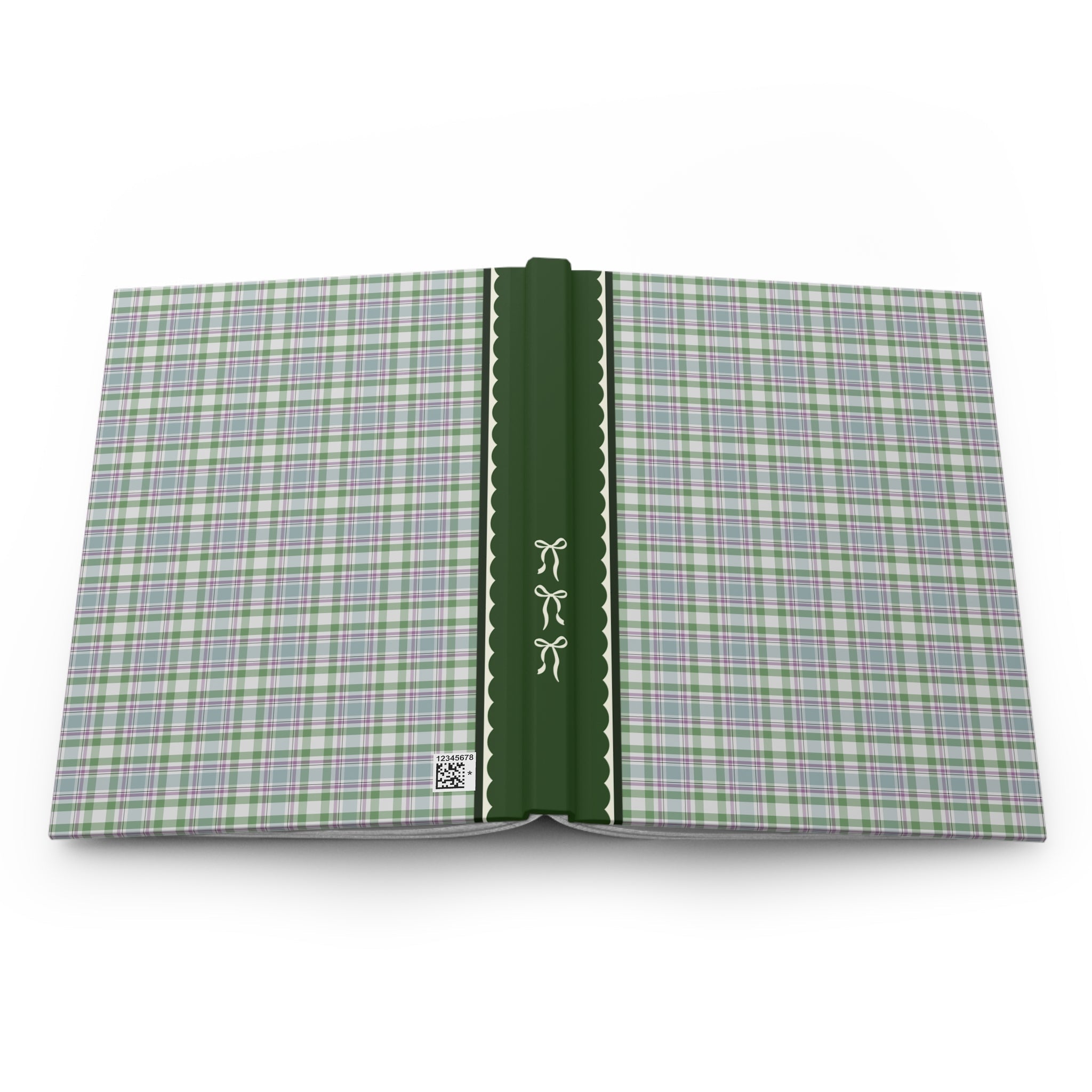 Plaid Notebook with Bows: Green
