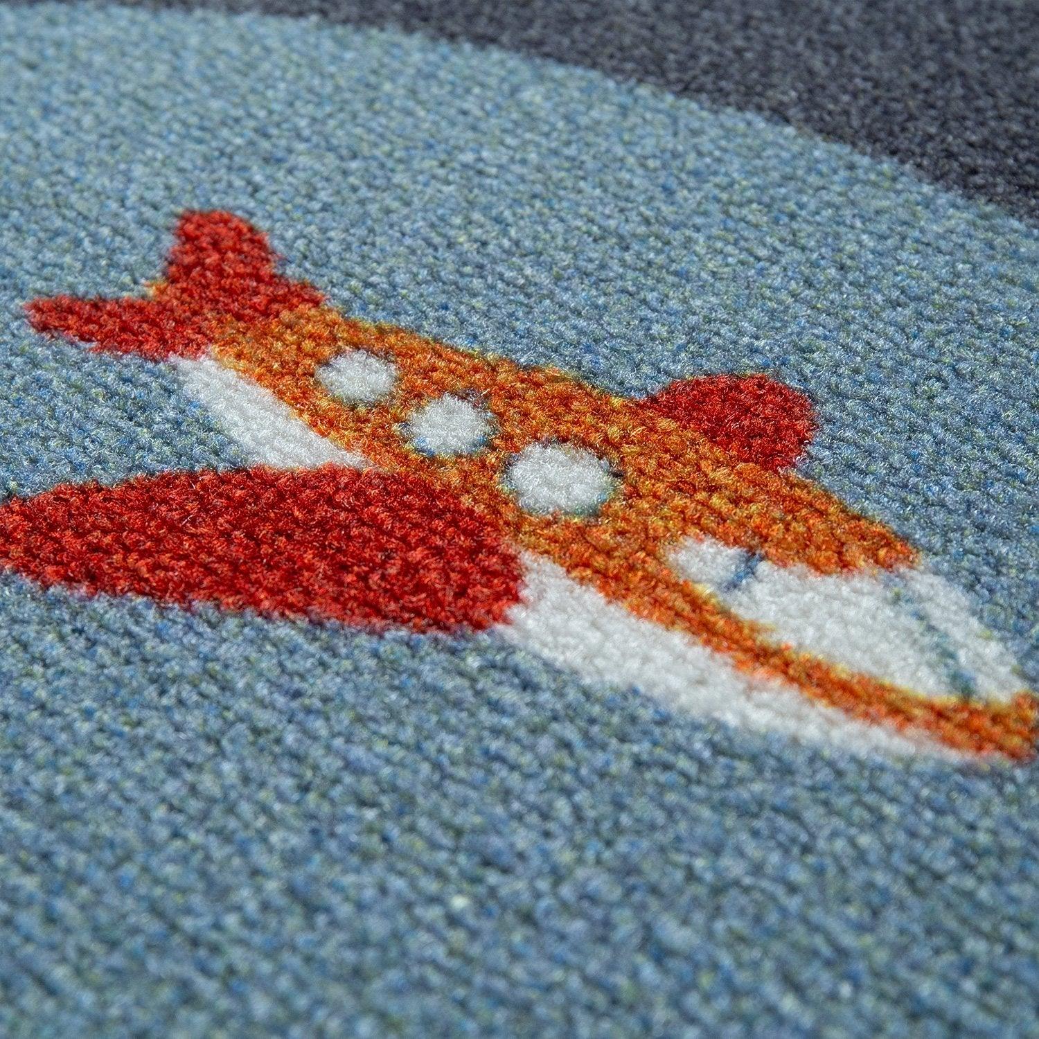 Play Rug for Kids Rooms, Streets and Houses in green