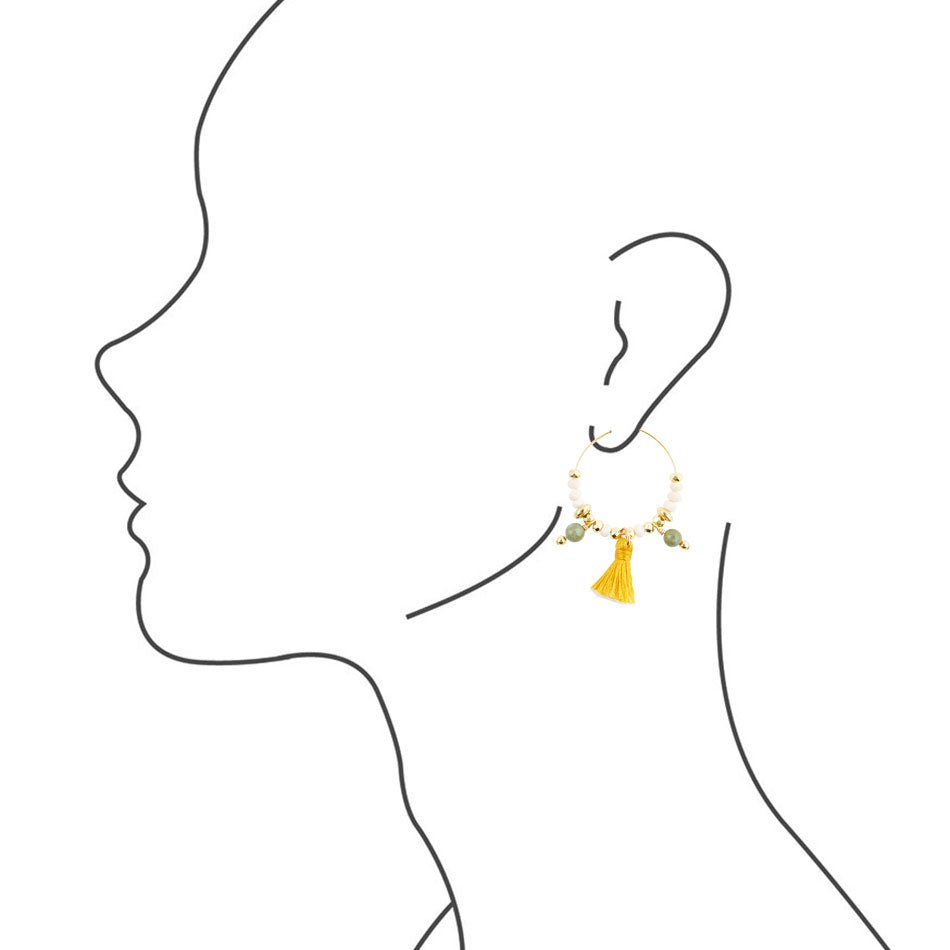 Pomelo Tassel Hoop Earrings