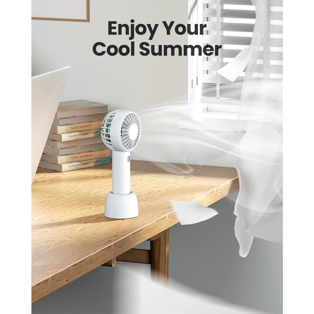 Portable Fan Mini Handheld Fan USB Rechargeable 3 Speed Personal Handheld Small Pocket
