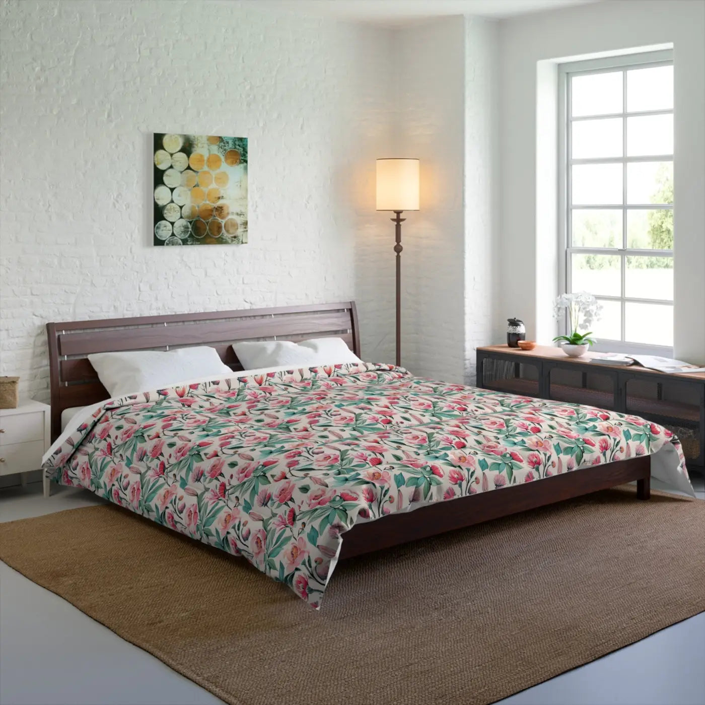 Pastel Flowers Pattern Comforter - Polyester Bedding - DipaliZ