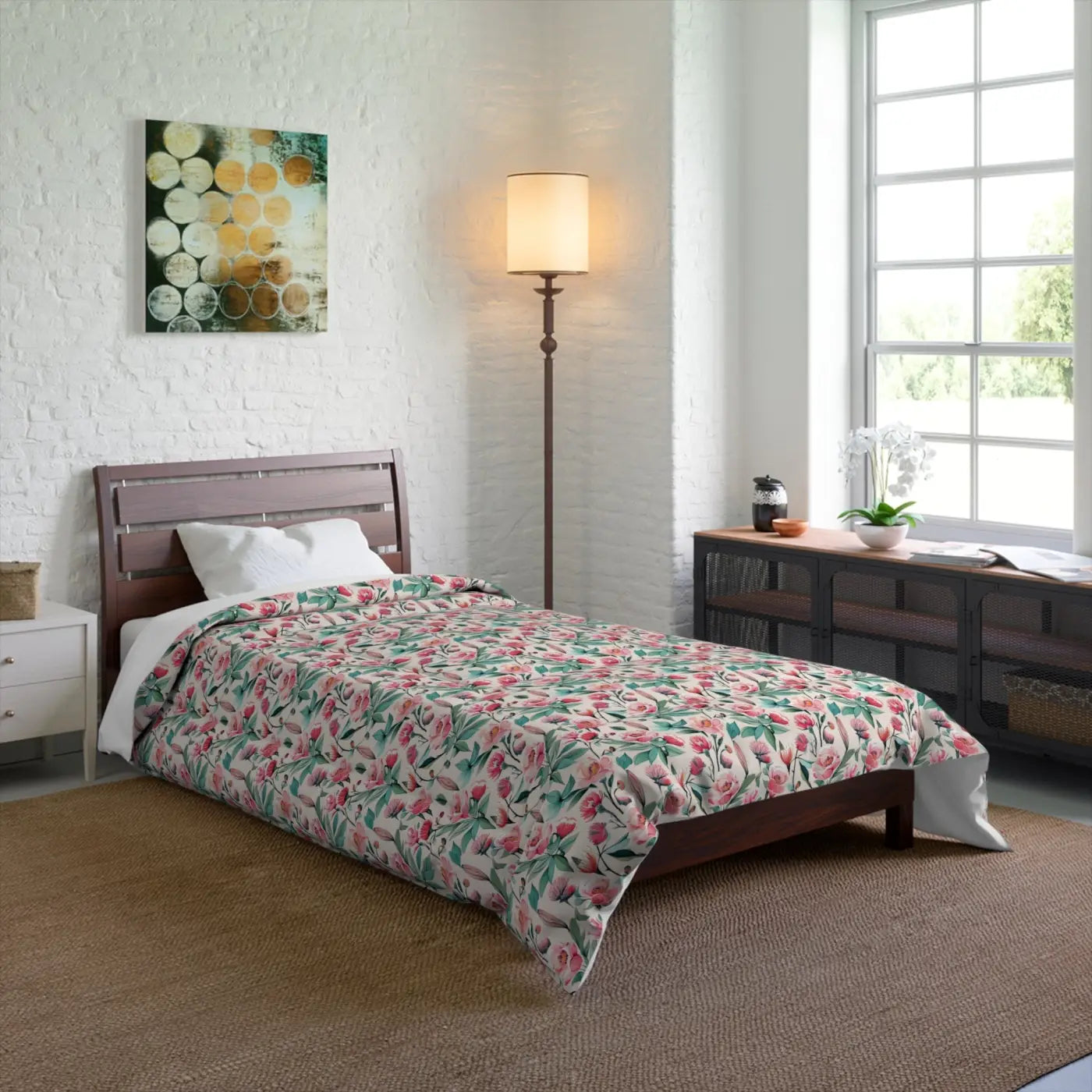 Pastel Flowers Pattern Comforter - Polyester Bedding - DipaliZ