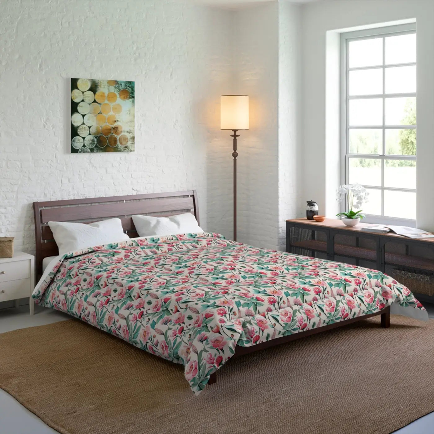 Pastel Flowers Pattern Comforter - Polyester Bedding - DipaliZ
