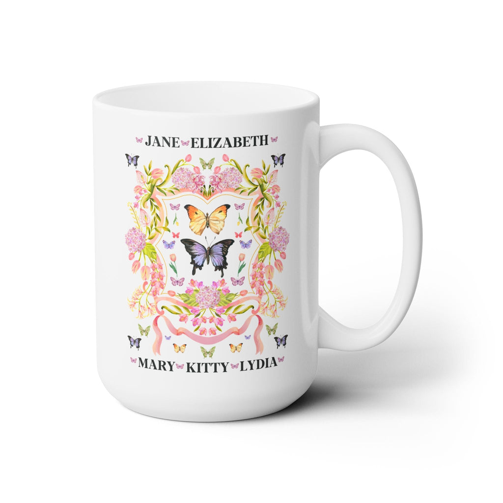 Pride and Prejudice Bennet Sisters Coffee Mug with Butterflies