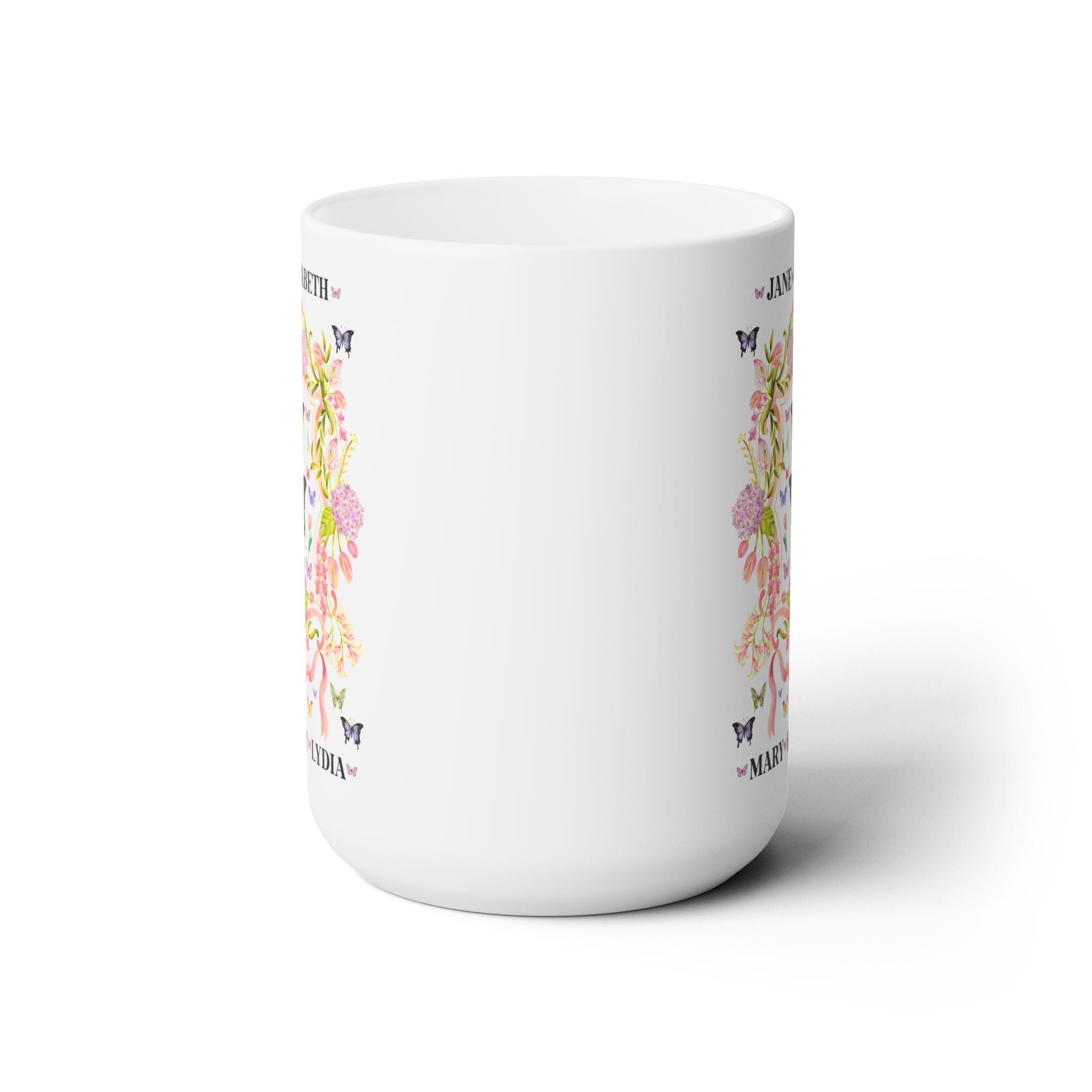 Pride and Prejudice Bennet Sisters Coffee Mug with Butterflies