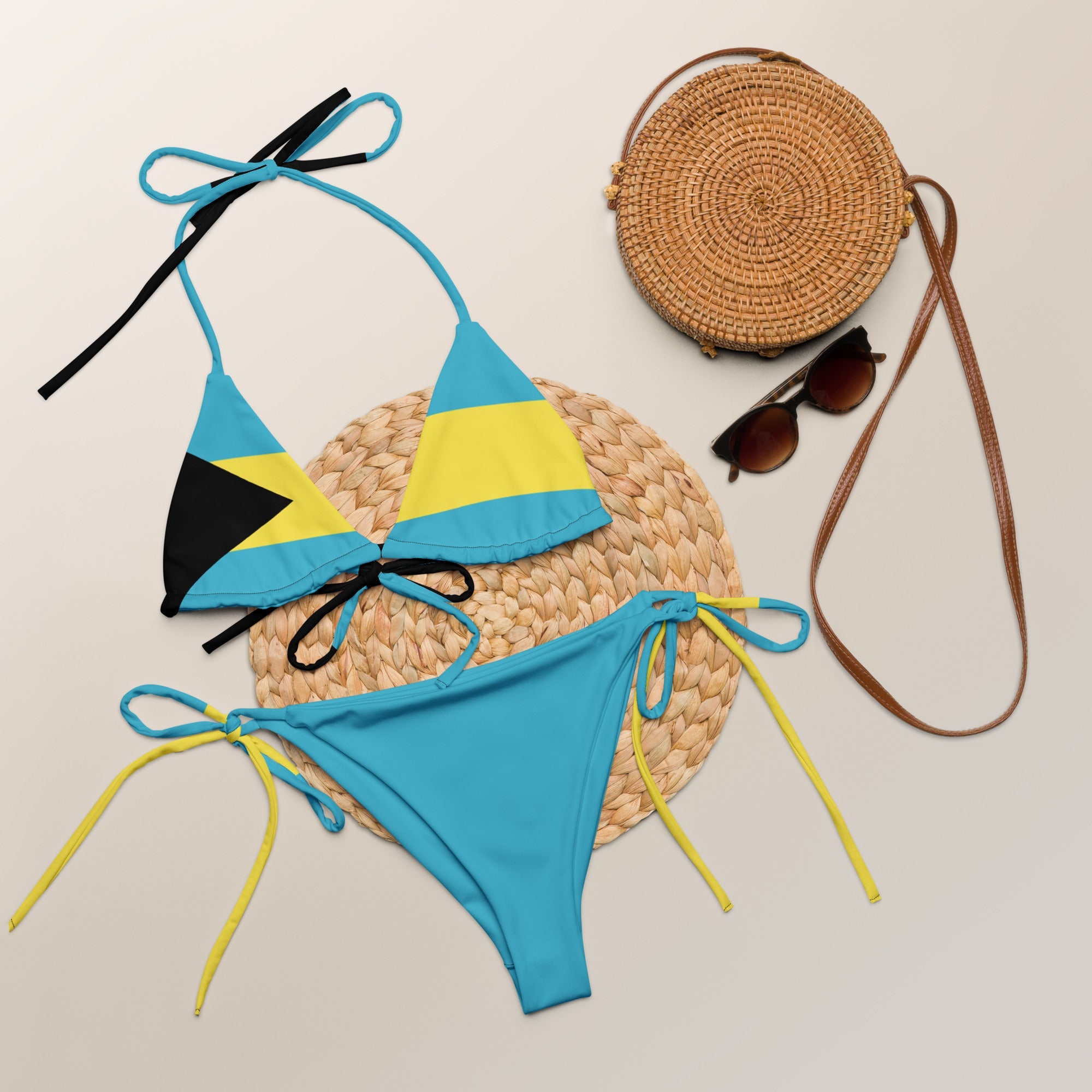 Bahamas Flag All Over Print Recycled String Bikini String Bikini