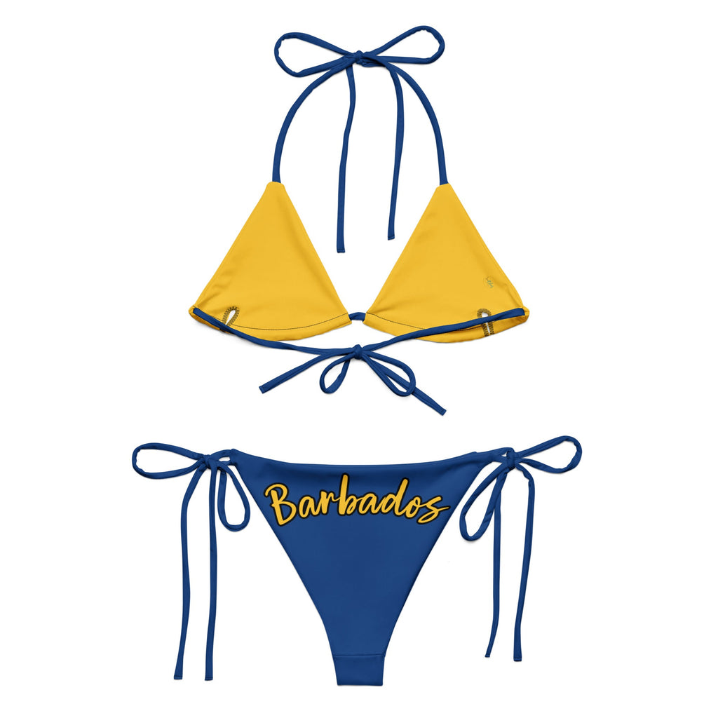 Barbados Flag All-Over Print Recycled String Bikini