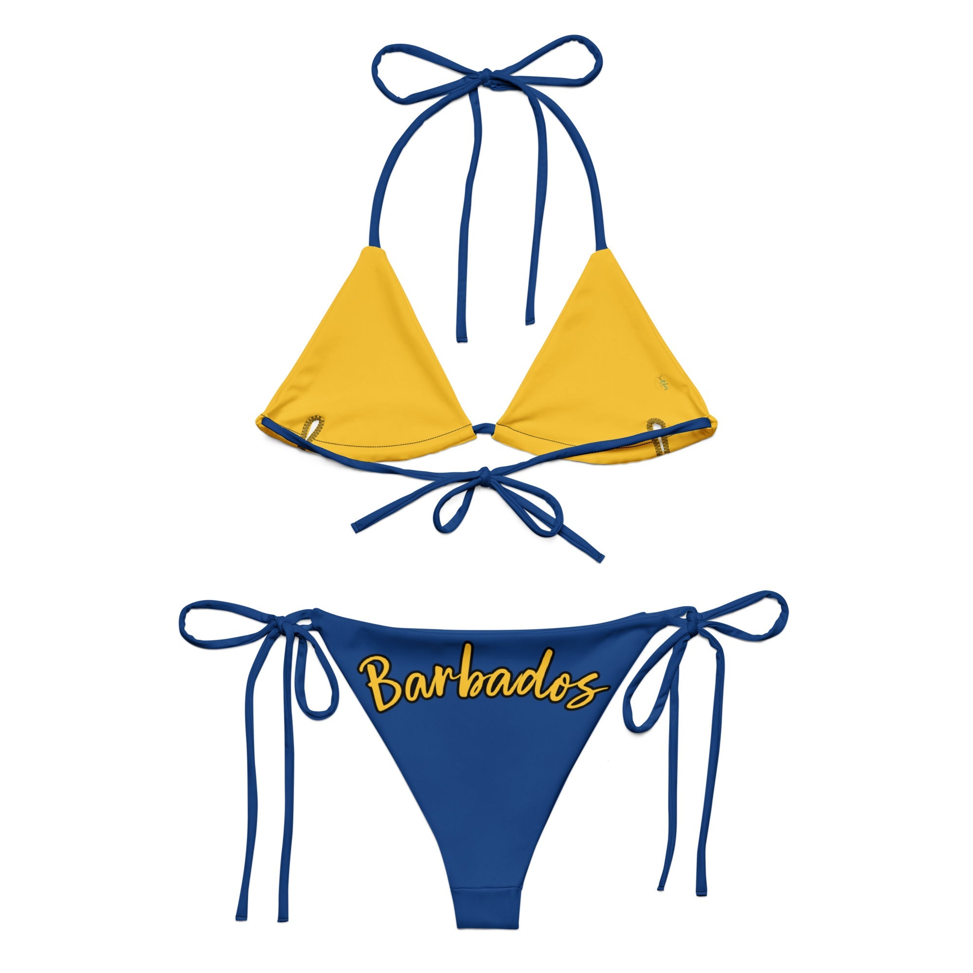 Barbados Flag All-Over Print Recycled String Bikini
