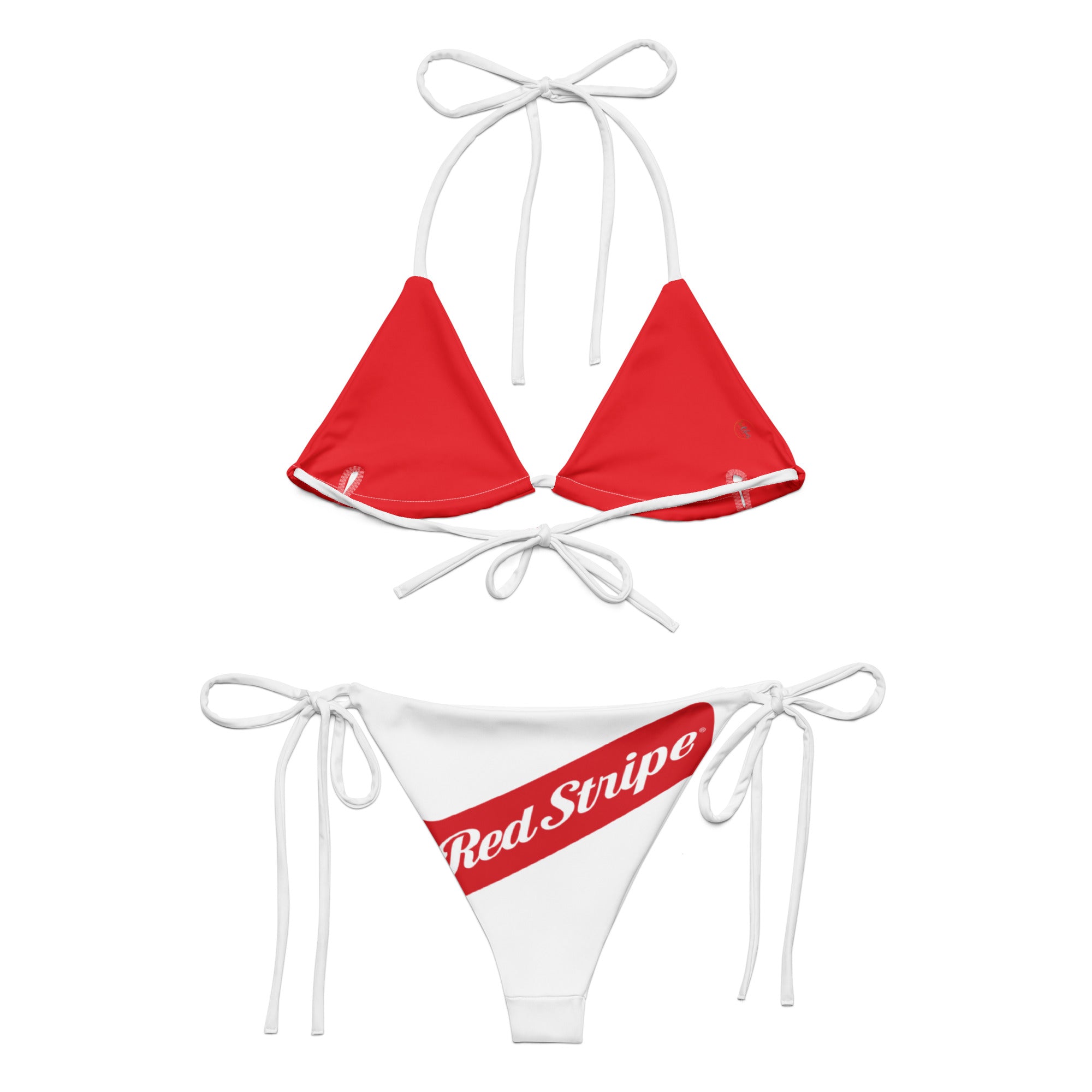 Red Stripe Beer Logo All Over Print Recycled String Bikini