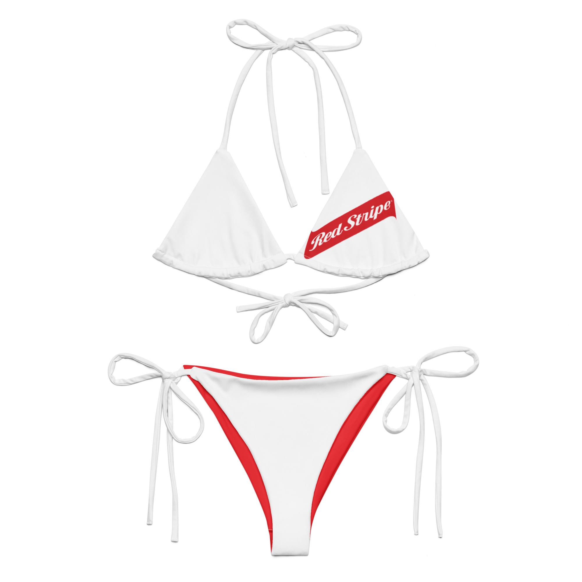 Red Stripe Beer Logo All Over Print Recycled String Bikini