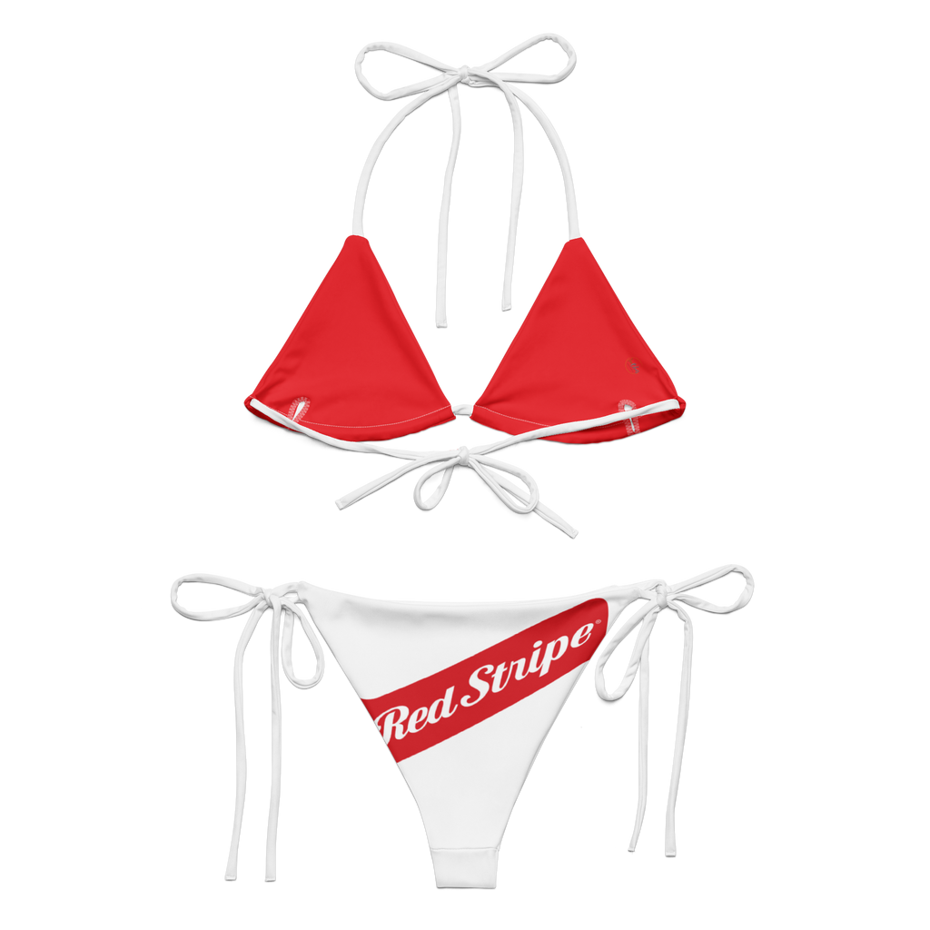 Red Stripe Beer Logo All Over Print Recycled String Bikini