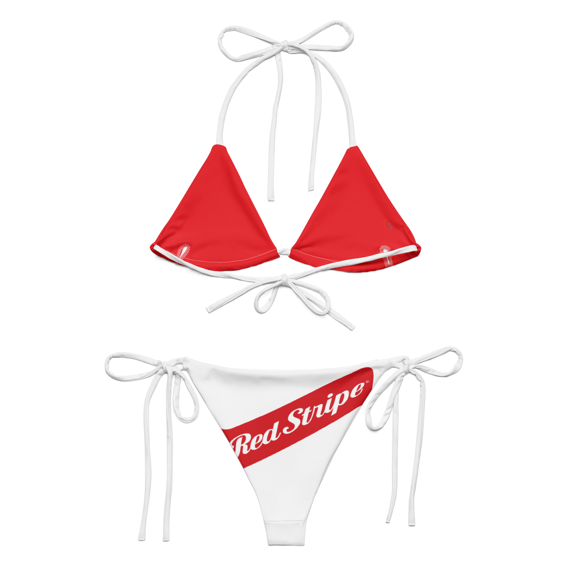 Red Stripe Beer Logo All Over Print Recycled String Bikini