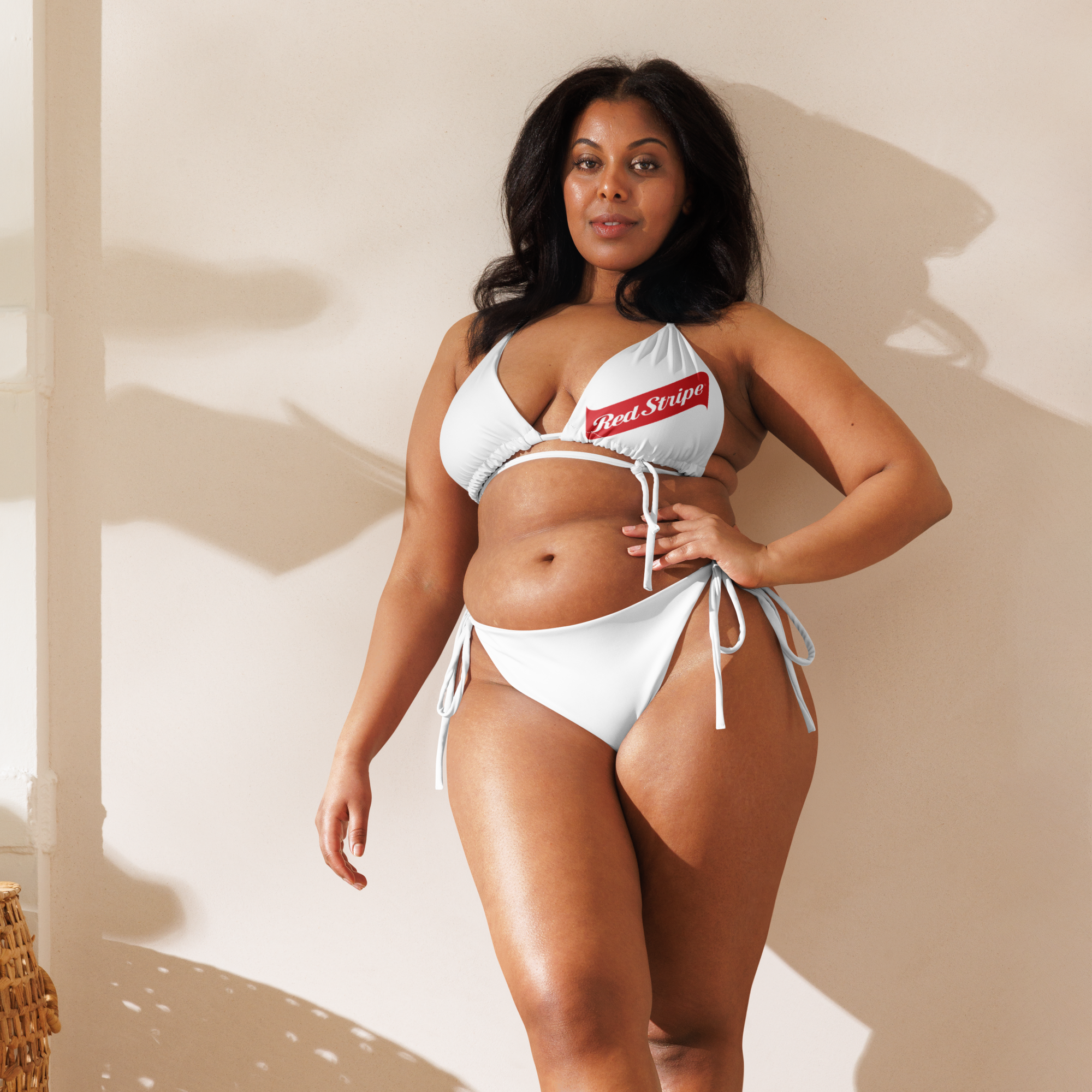 Red Stripe Beer Logo All Over Print Recycled String Bikini