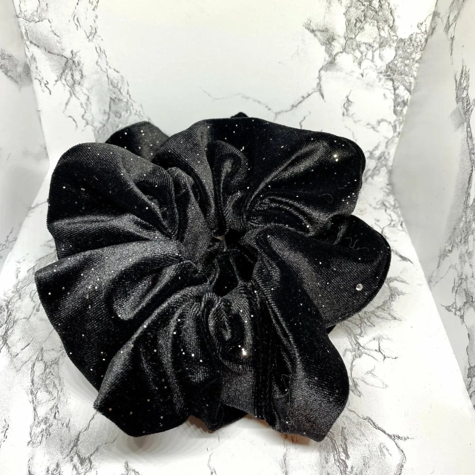 Black Sparkle Velvet Scrunchie