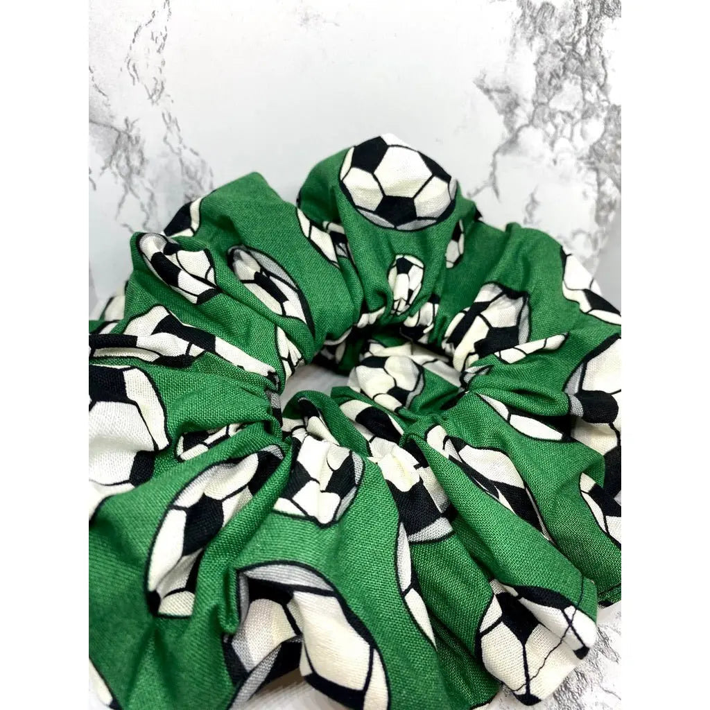 Green Soccer Sports Scrunchie