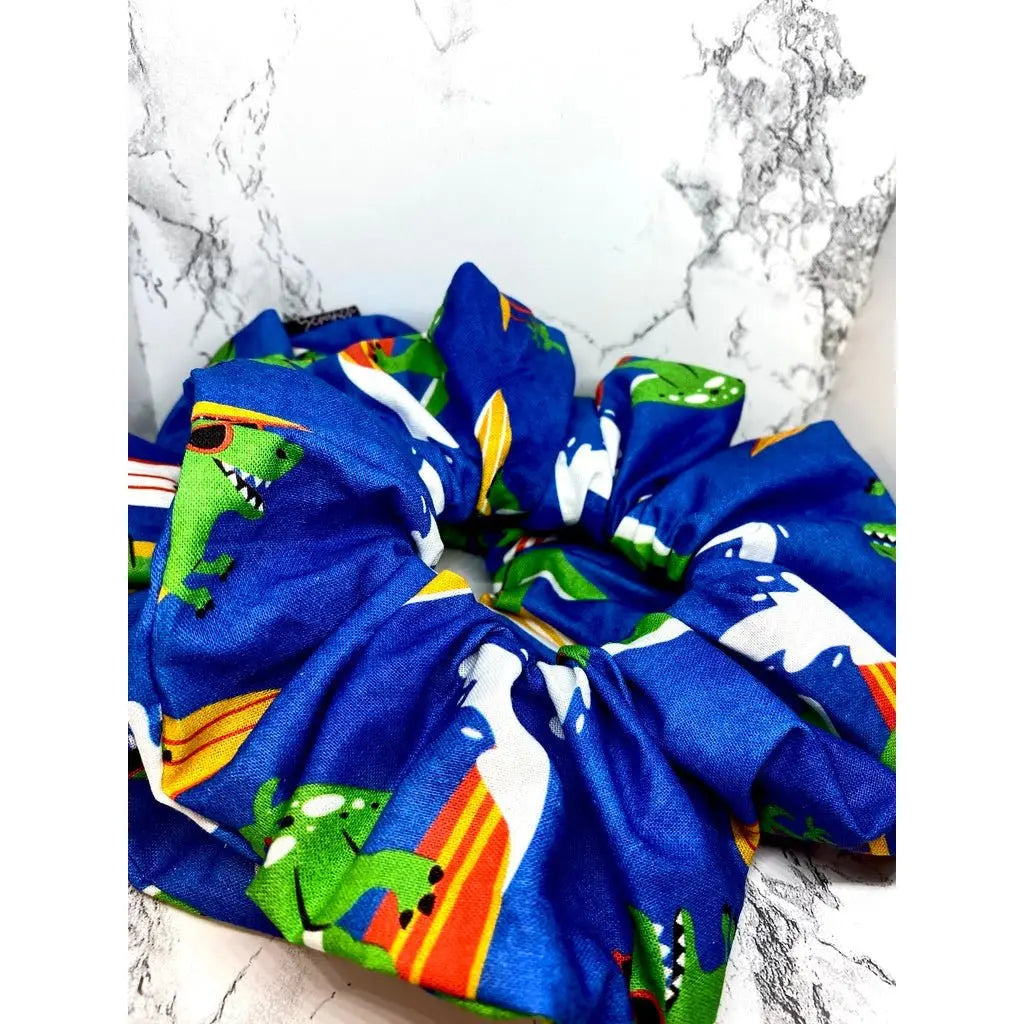 Surfing Dinosaurs Summer Scrunchie
