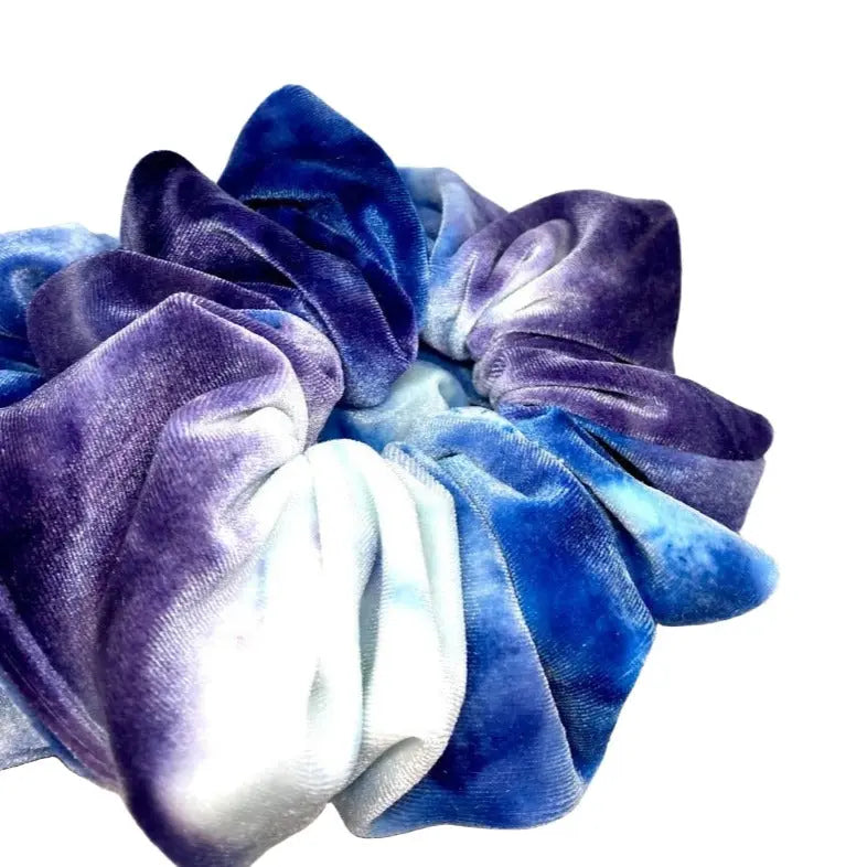 Blue & Purple Tie Dye Velvet Scrunchie