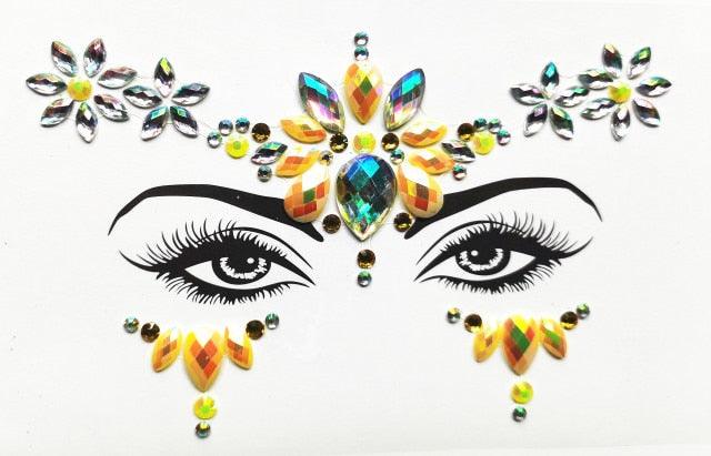 3D Makeup Tattoo Face Gems Glitter Face Jewels Crystal Stickers Face Glitter for Festival Carnival Party