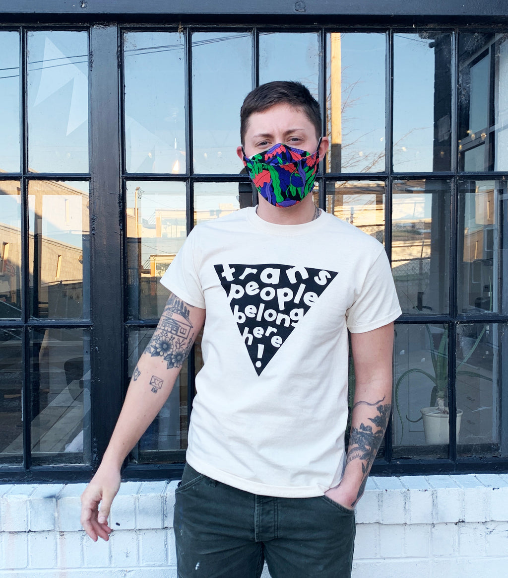 Trans People Belong Here T-Shirt CREME