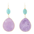 Purple Amethyst Tear Golden Drop Earrings