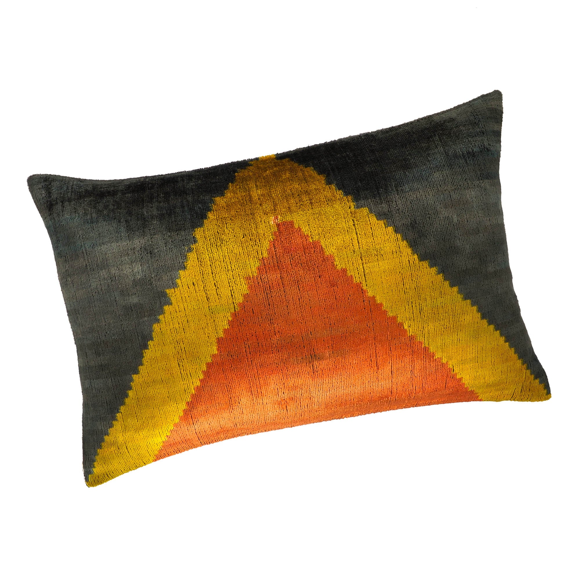 Pyramid Silk Velvet Ikat Throw Pillow Cover 16 X 24