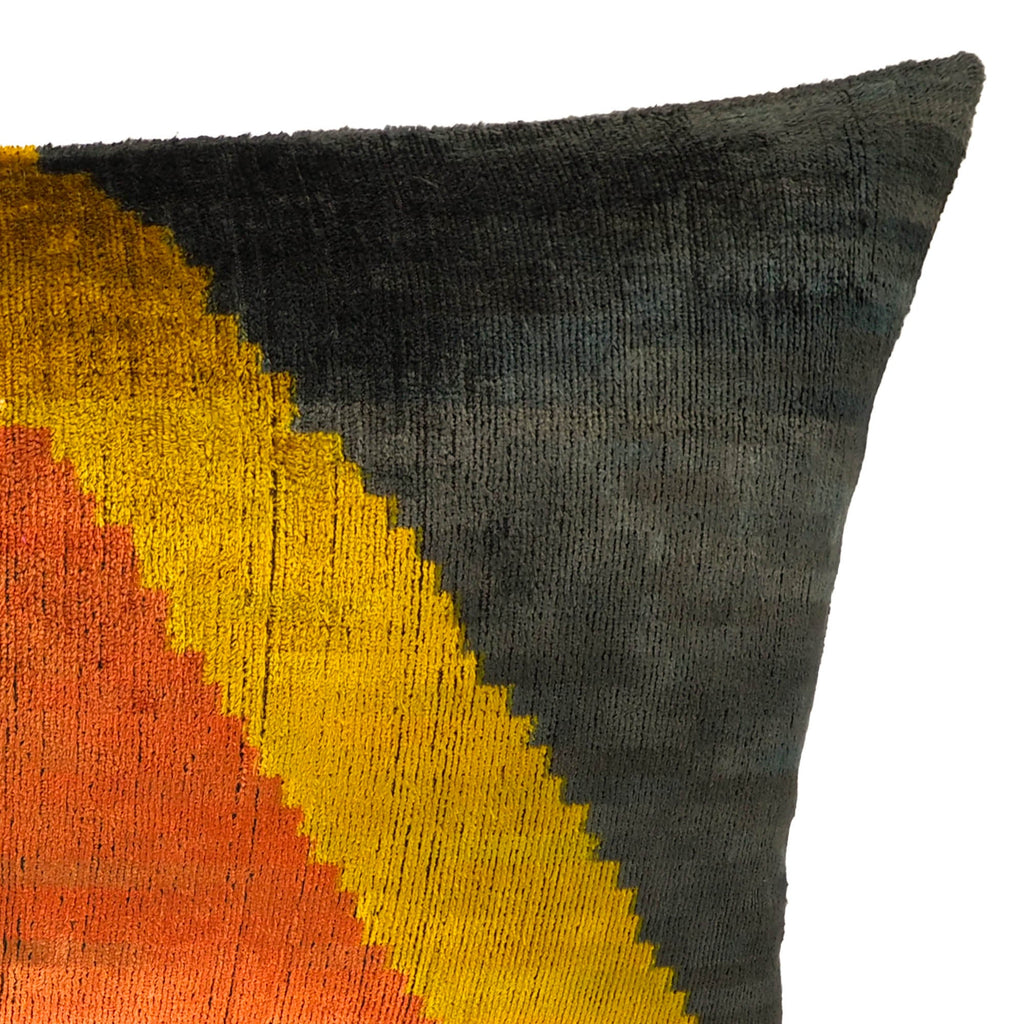 Pyramid Silk Velvet Ikat Throw Pillow Cover 16 X 24