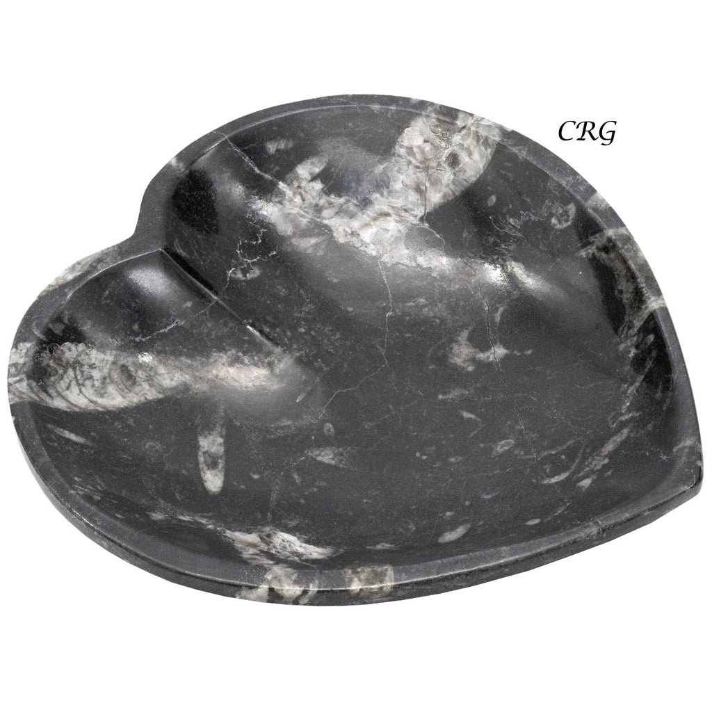 Qty 1 - Orthoceras Fossil Heart Bowl 10cm