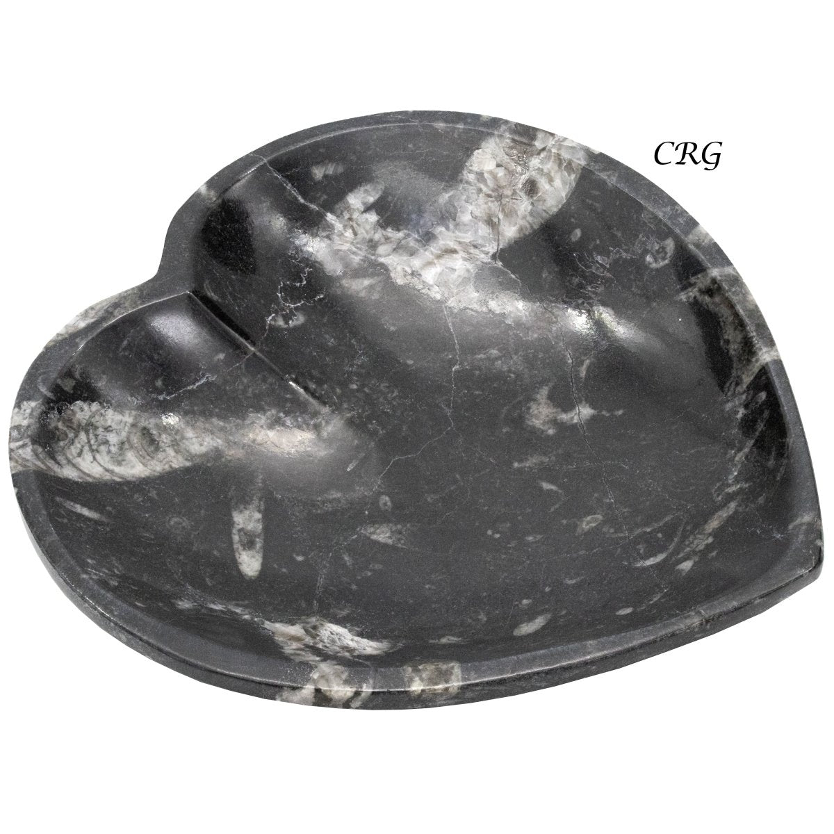 Qty 1 - Orthoceras Fossil Heart Bowl 15cm