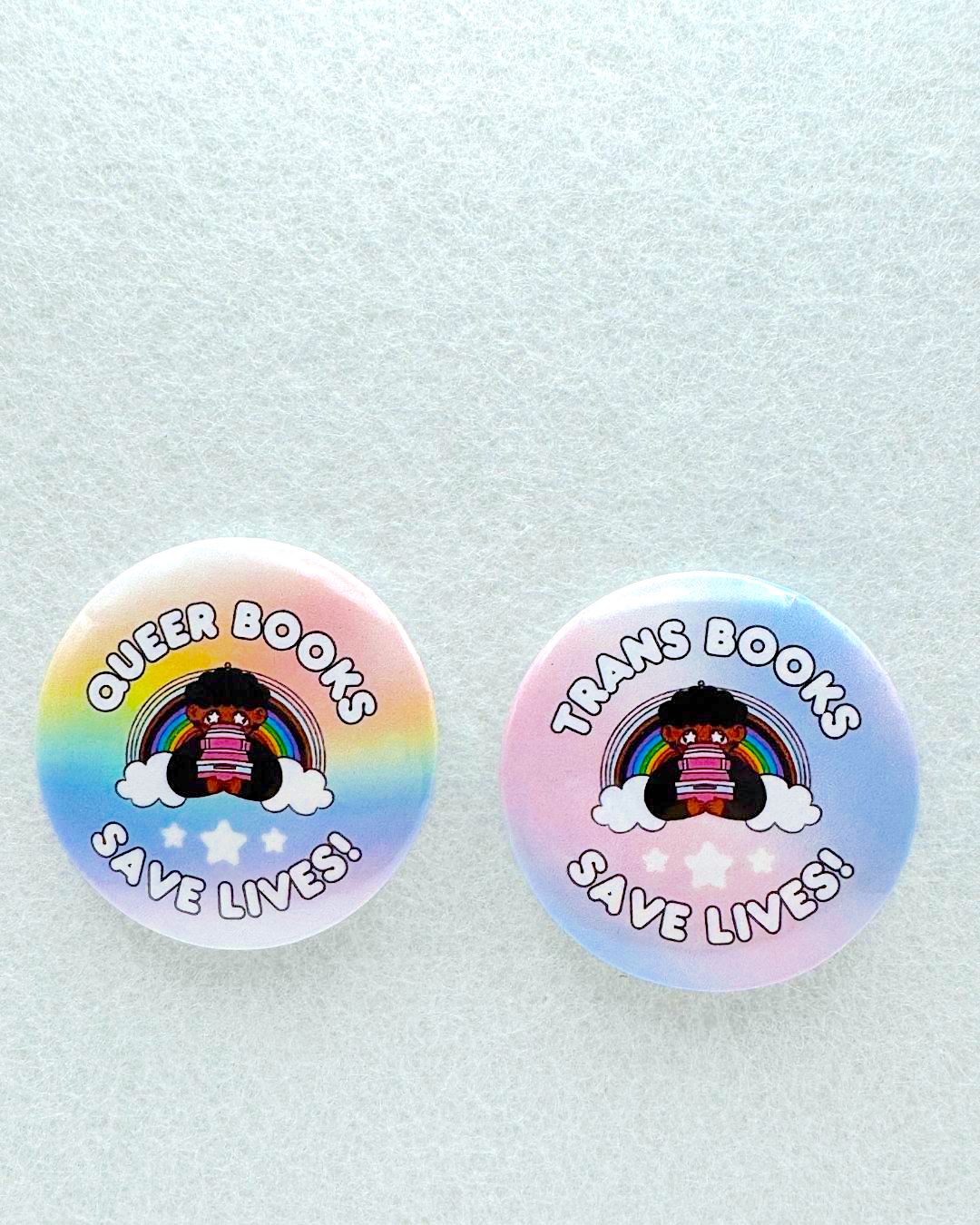 Queer/Trans Books Save Lives Pin or Magnet