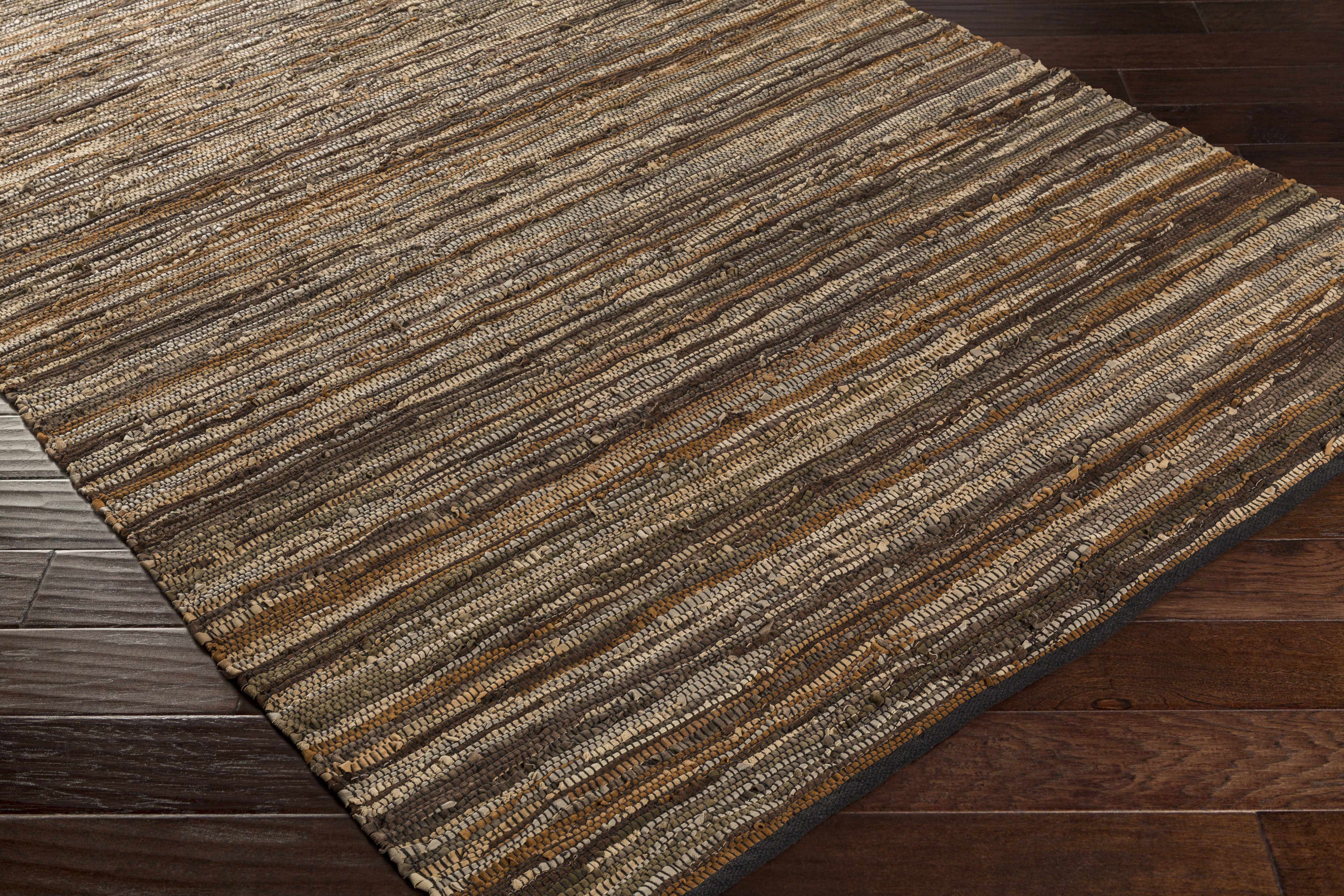 Hand Woven Leather Rag Rug