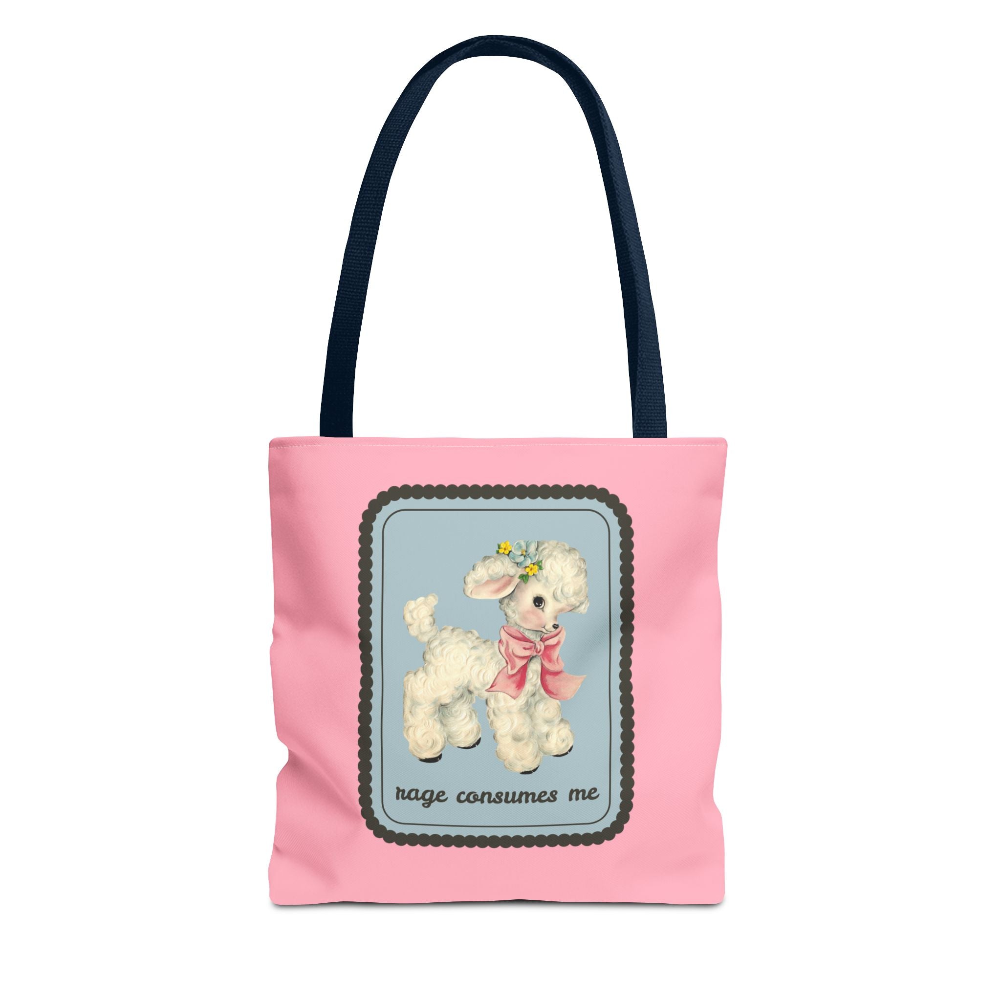 Rage Consumes Me Tote Bag with Flowers and Sheep