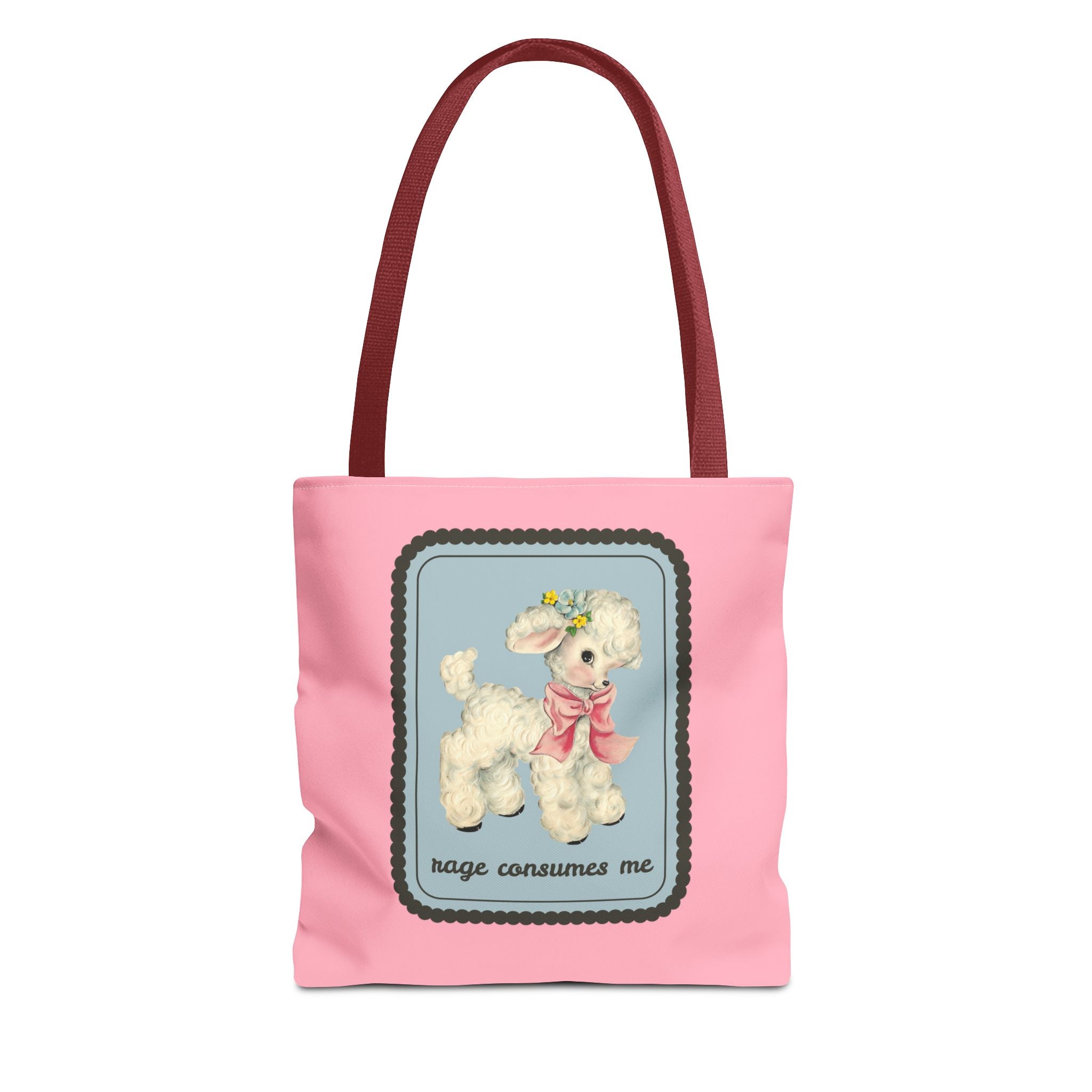 Rage Consumes Me Tote Bag with Flowers and Sheep
