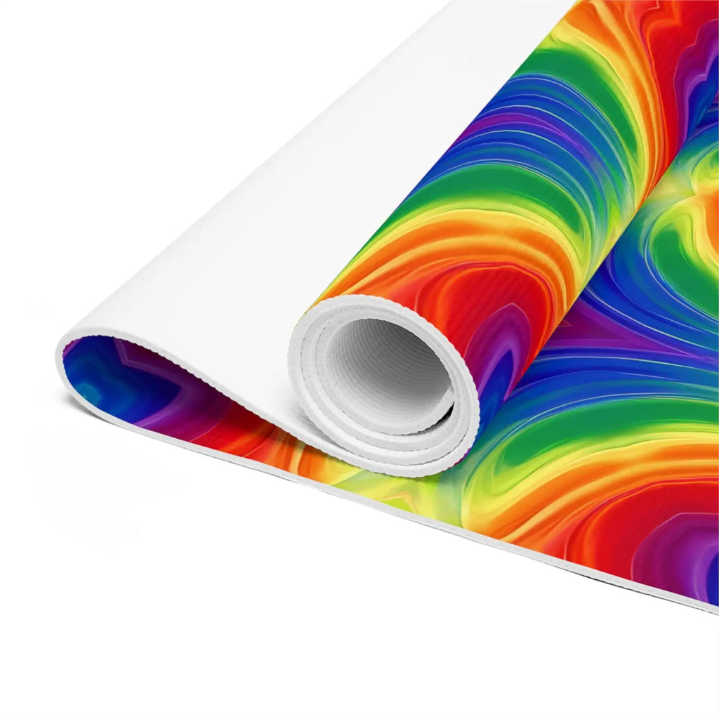 Rainbow Kaleidoscope Foam Yoga Mat Energy Flow - Dipaliz