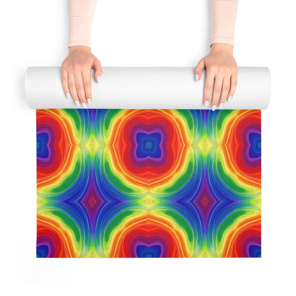 Rainbow Kaleidoscope Foam Yoga Mat Energy Flow - Dipaliz