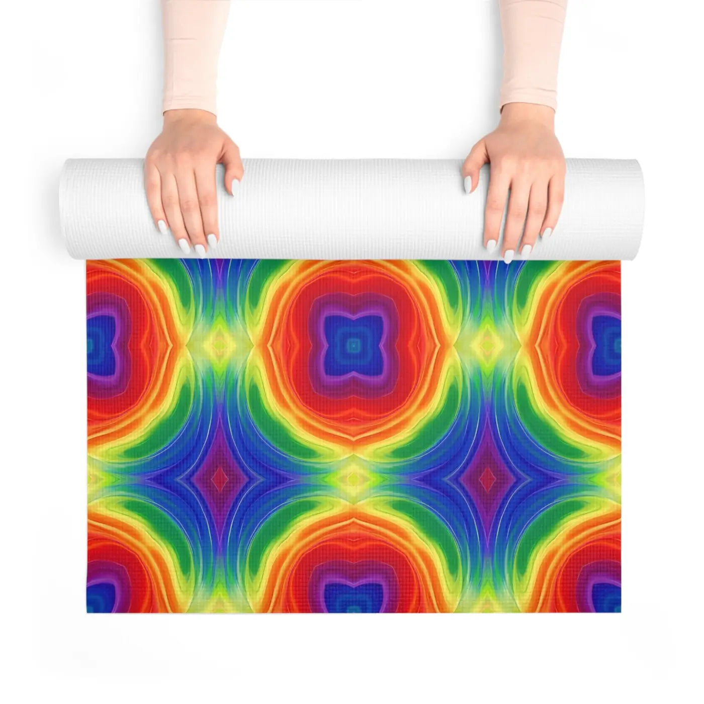 Rainbow Kaleidoscope Foam Yoga Mat Energy Flow - Dipaliz