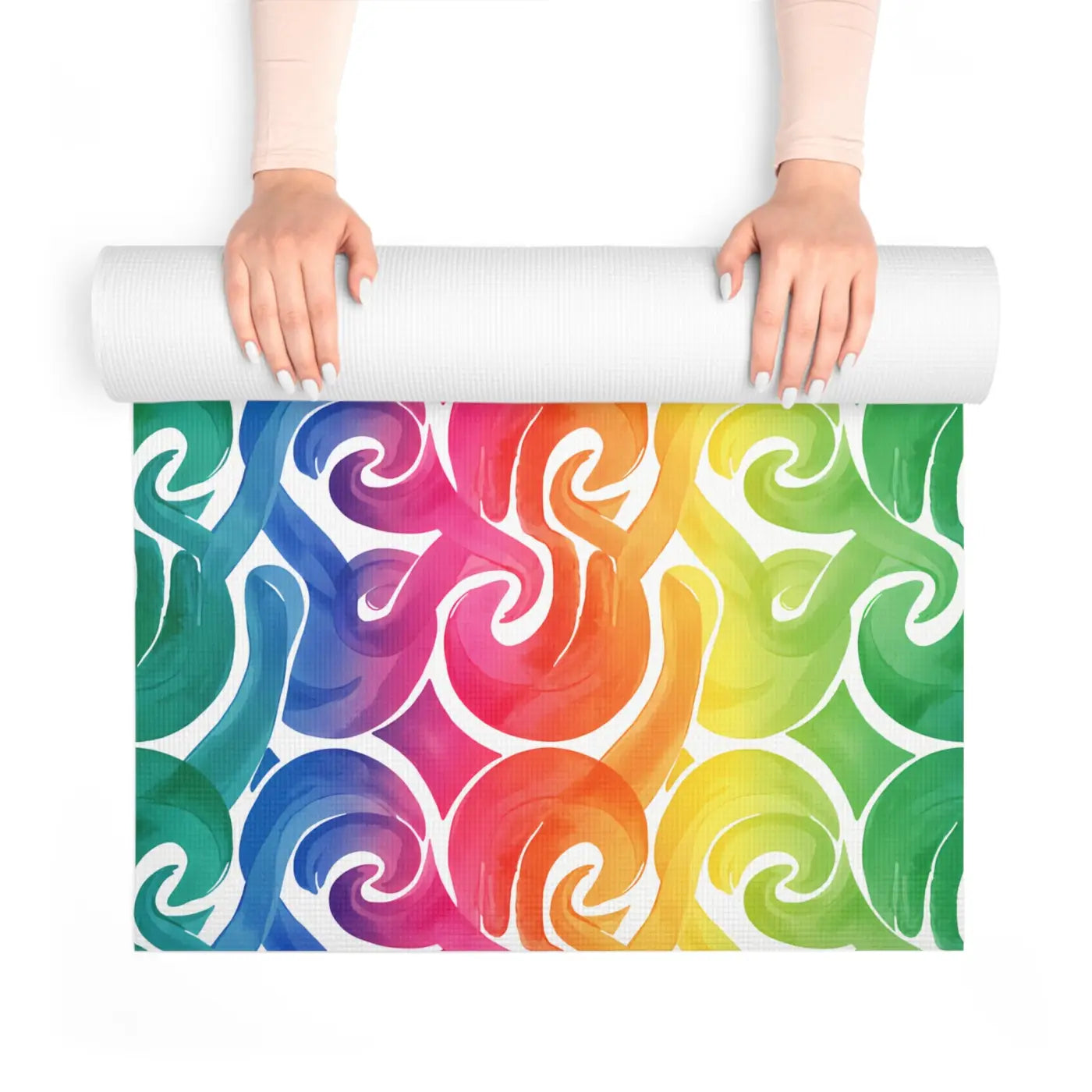 Rainbow Wave Foam Yoga Mat - Surf Design 24x72 - Dipaliz