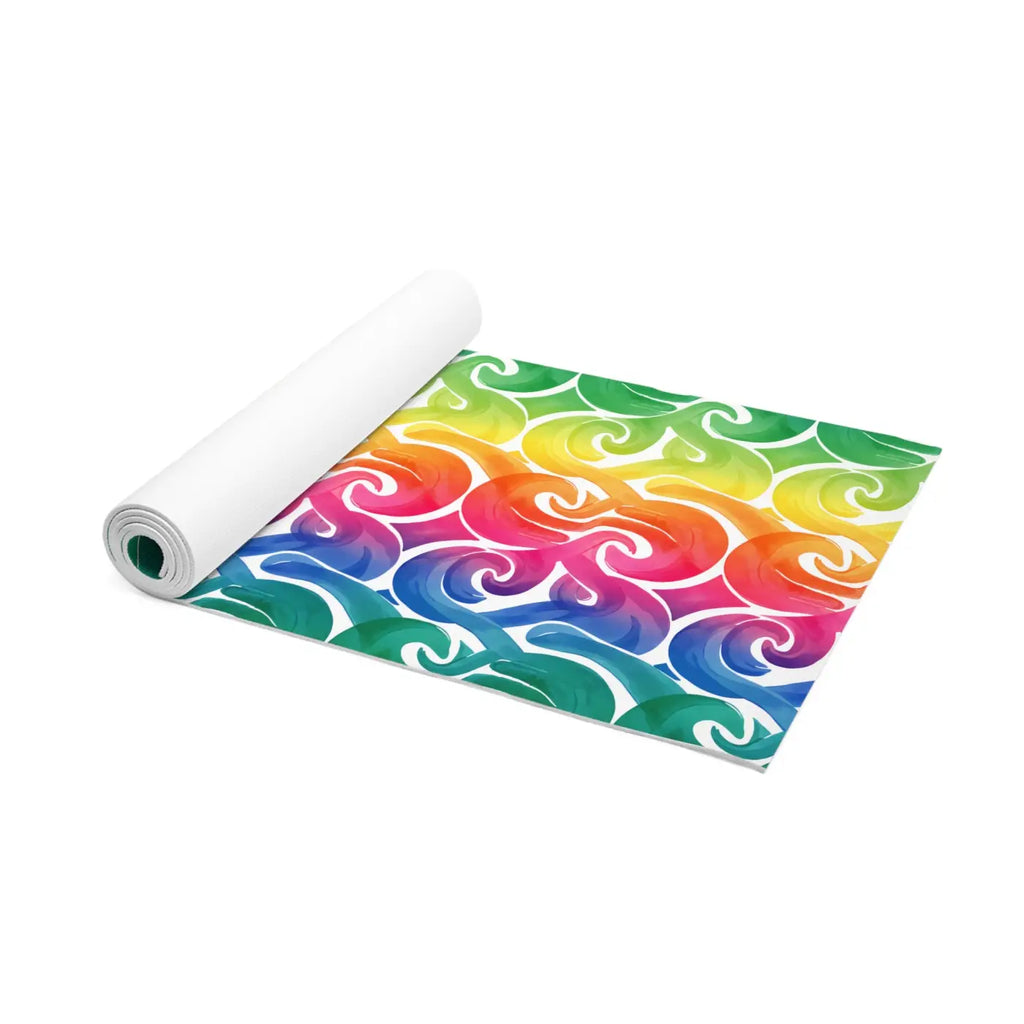 Rainbow Wave Foam Yoga Mat - Surf Design 24x72 - Dipaliz
