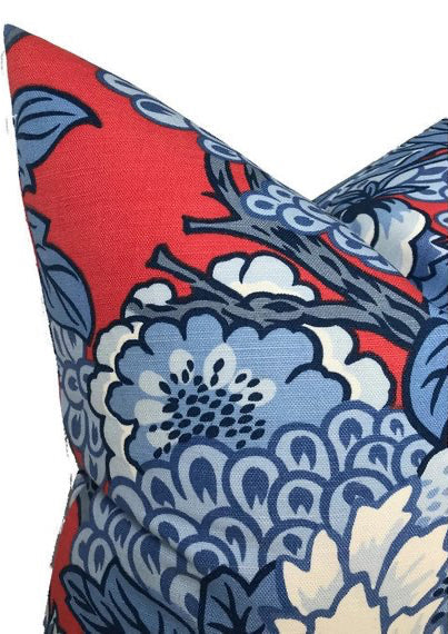 Honshu Pillow Cover in Red and Blue, Thibaut Pillows