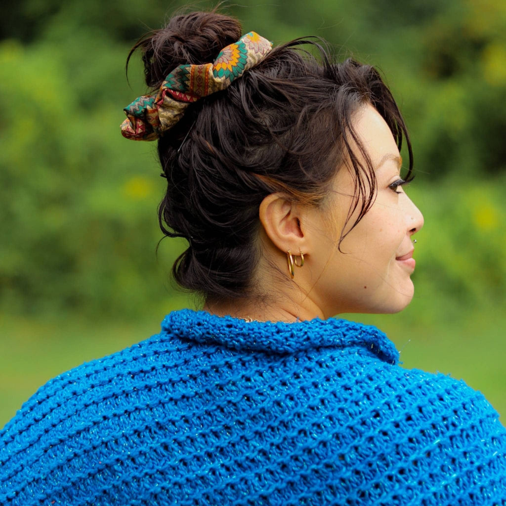 Colorful Reclaimed Sari Scrunchies 5-Pack