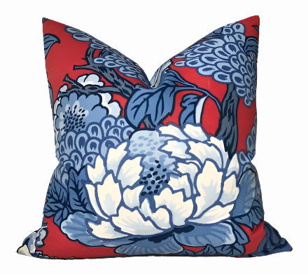 Honshu Pillow Cover in Red and Blue, Thibaut Pillows
