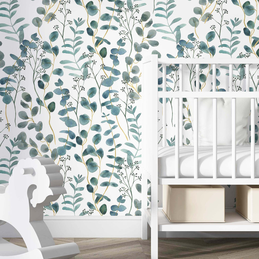 Turquoise Leaves Wallpaper | Kitchen + Metal