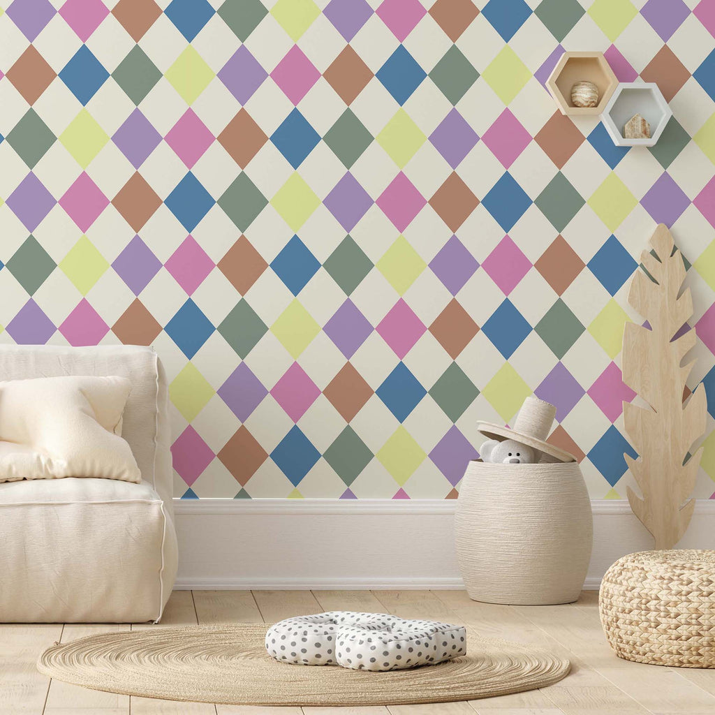 Pastel geometric wallpaper | Kitchen + Metal
